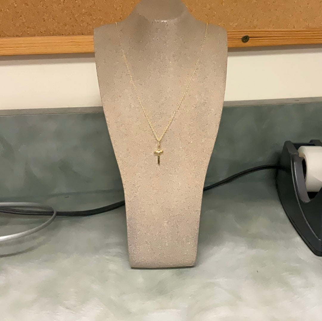 Peacemaker Cross Necklace - Gold Plate - 16"