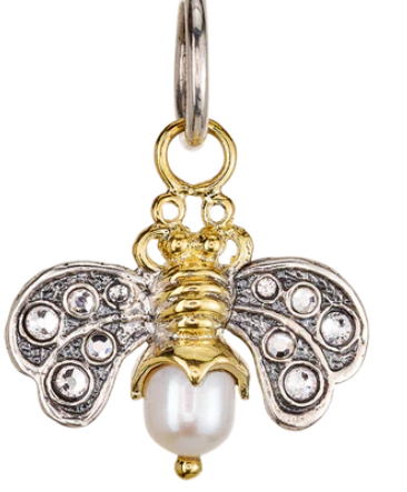 Crystal honeypearl bee charm