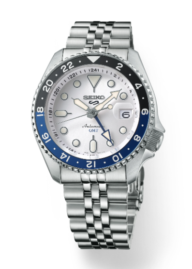 Seiko 5 Sports SS Automatic GMT Silver Dial