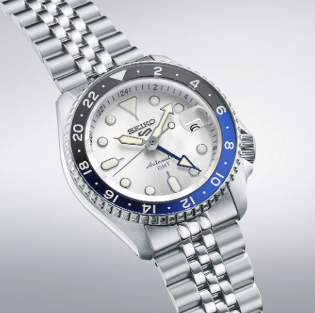 Seiko 5 Sports SS Automatic GMT Silver Dial
