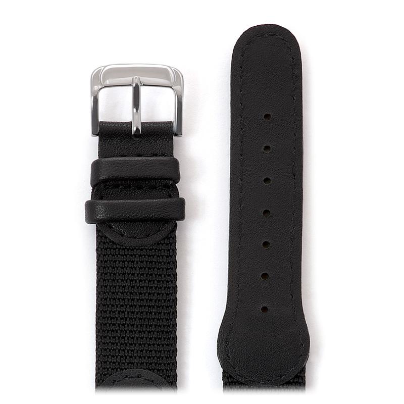 Mens Swiss Army Style Leather Watchband in Black, Tan and Green