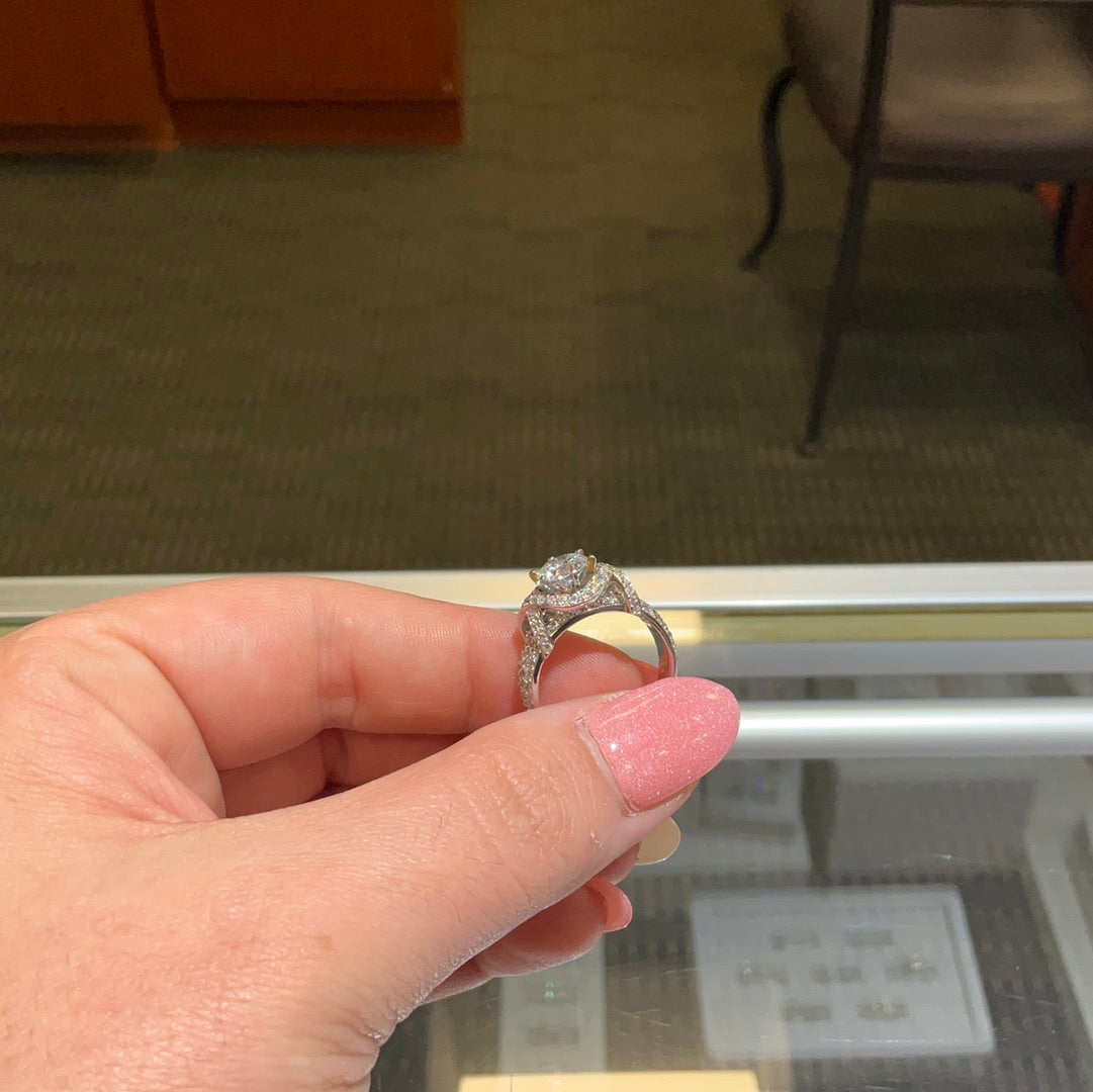 18ky .79ctw Halo Bridal Ring
