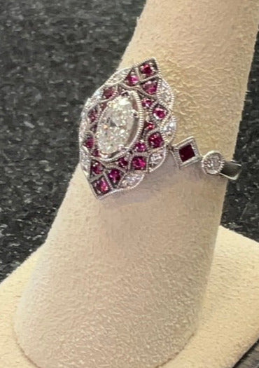 18KW Ruby .33CT/Marquise Dia .49CT/ Dia.14CT
