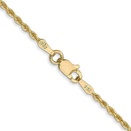 14KY 1.50MM D/C Rope with Lobster Clasp Chain