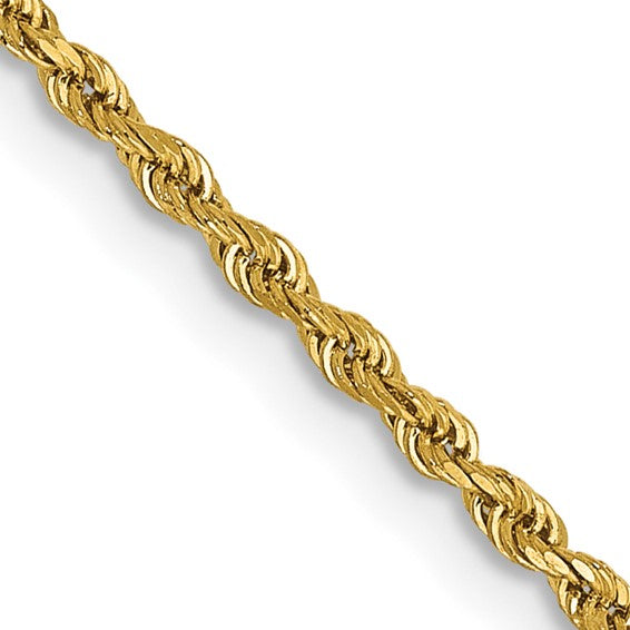 14KY 1.50MM D/C Rope with Lobster Clasp Chain