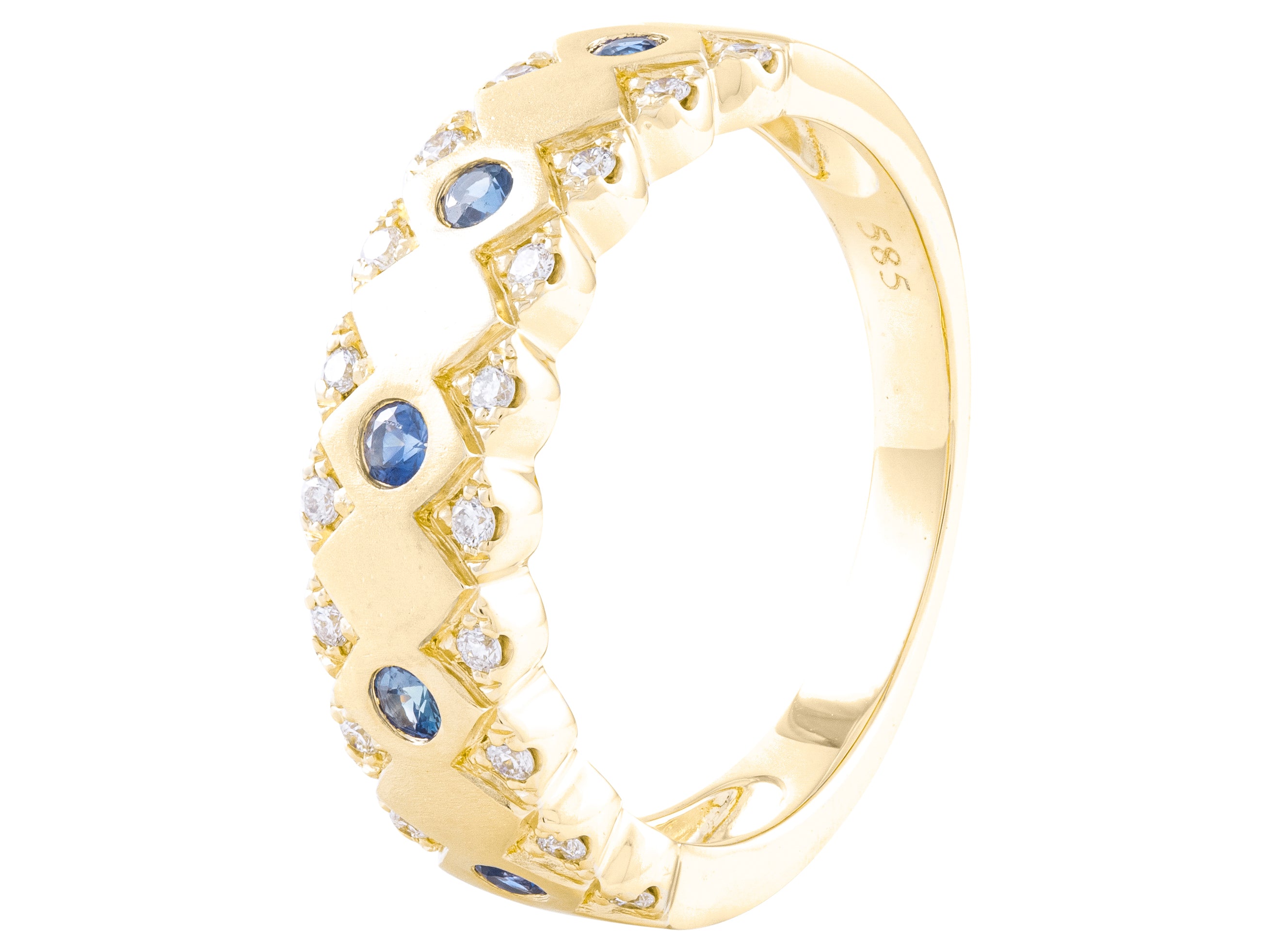 14KY .20CT Sapphire/.16CT DIA Ring