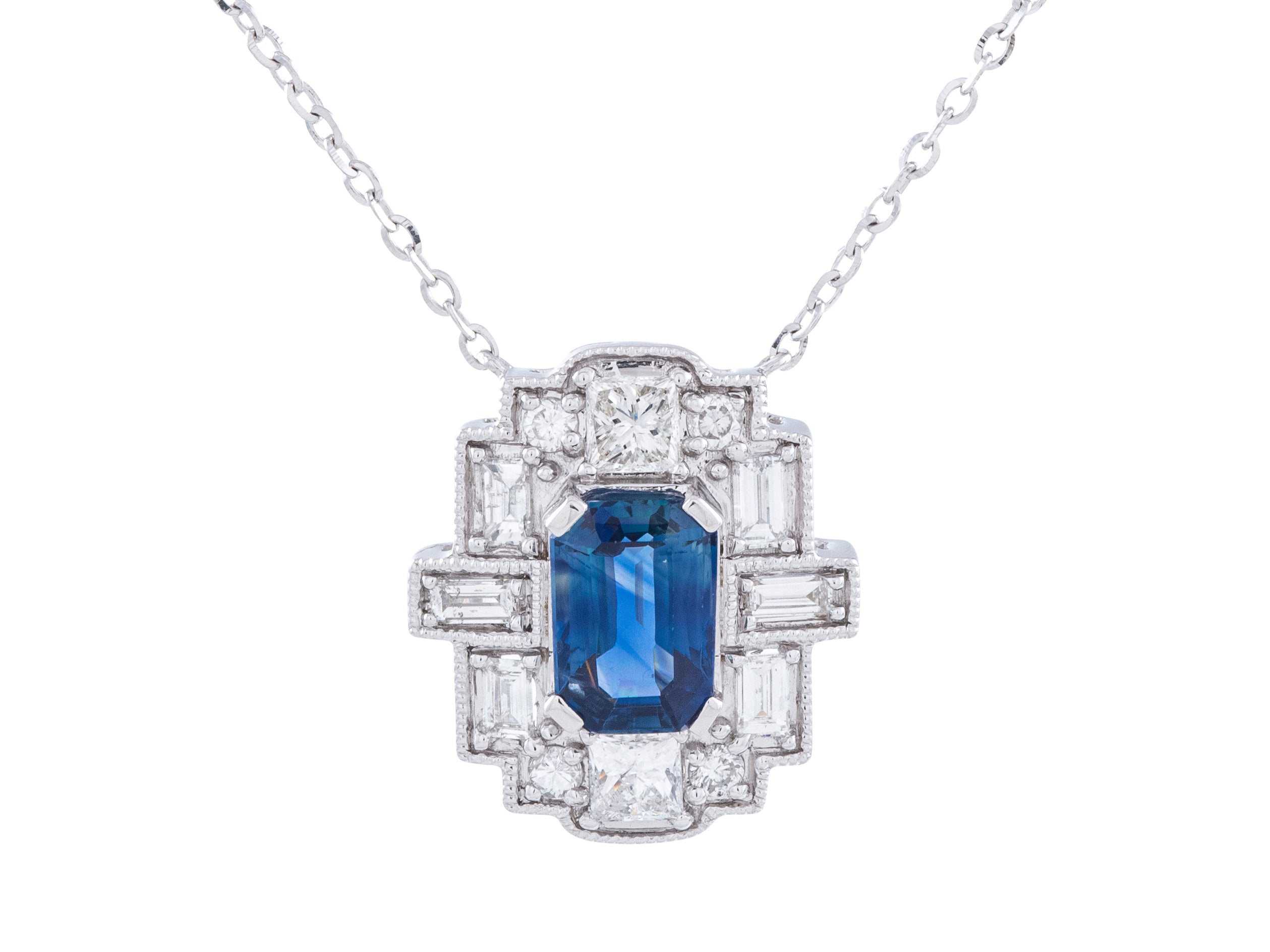 14KW .58CT Sapphire/.36CT DIA Necklace 16+2”