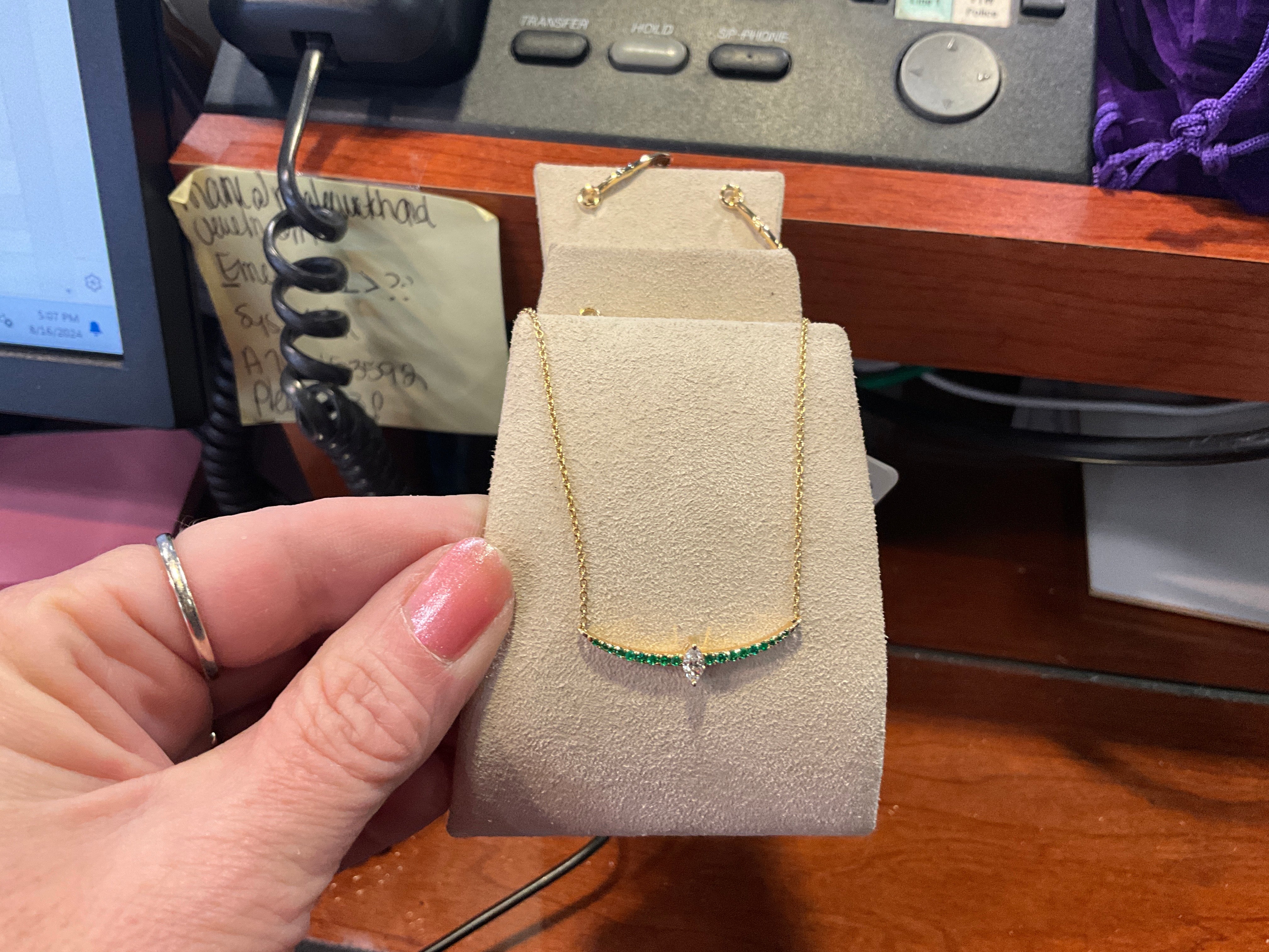 14KY Emerald/Diamond Pendant