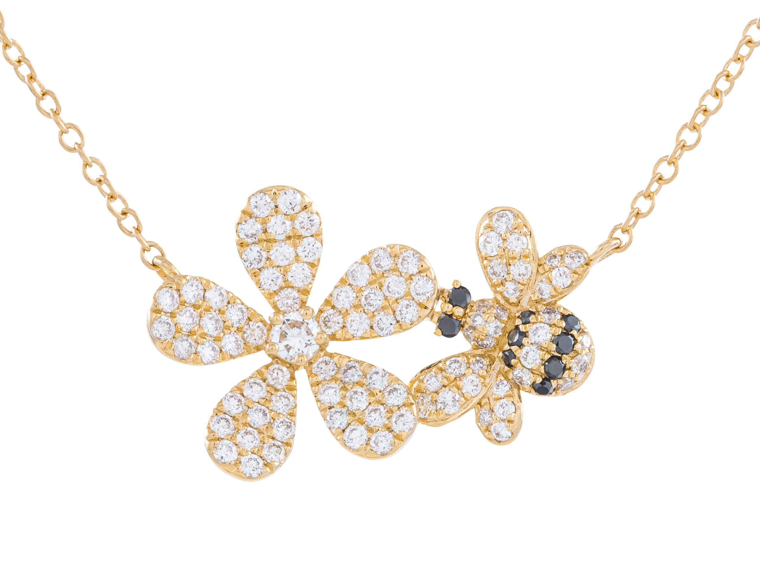 18KY .78CT DIA/.05CT BDIA Flower Necklace
