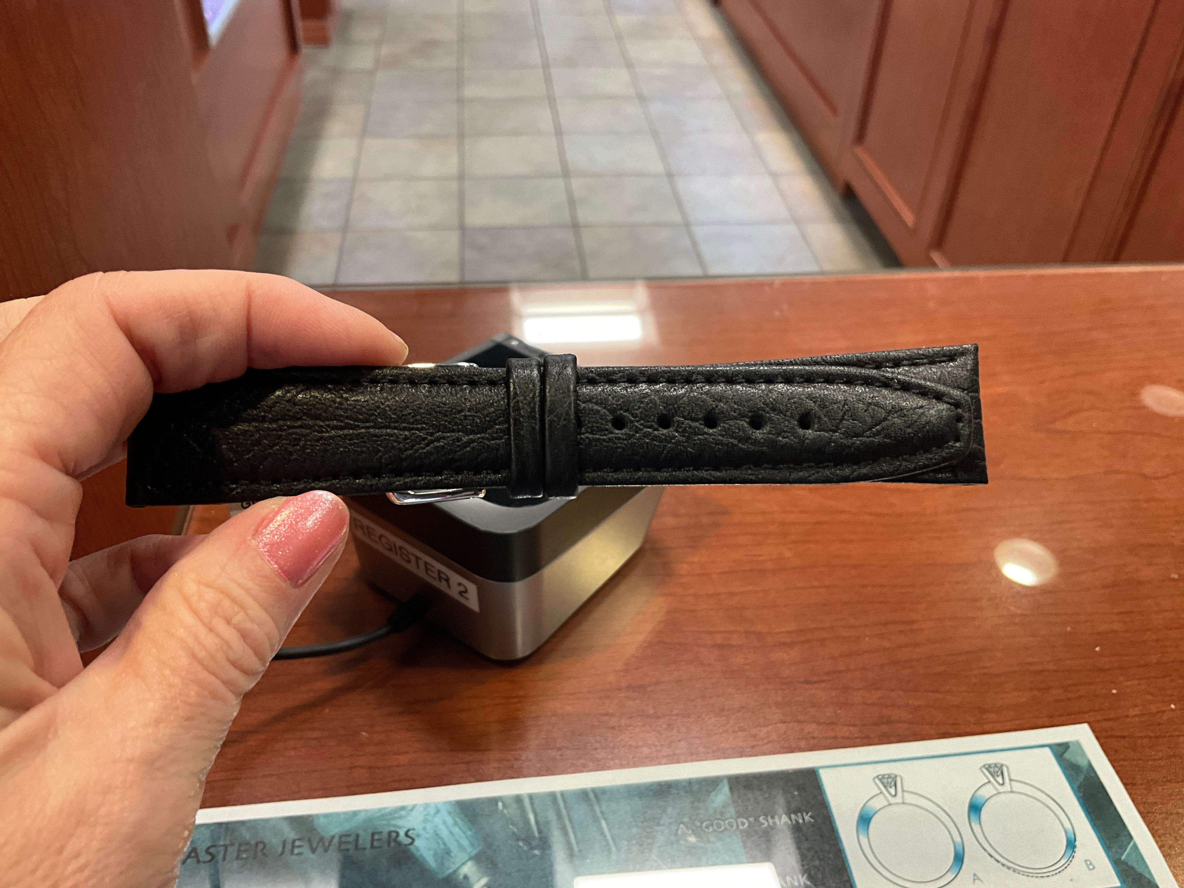 22MM L Black Leather