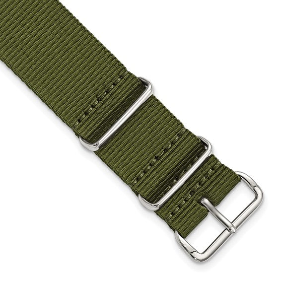 22mm Olive Green Ballistic Nylon Steel Buckle Band