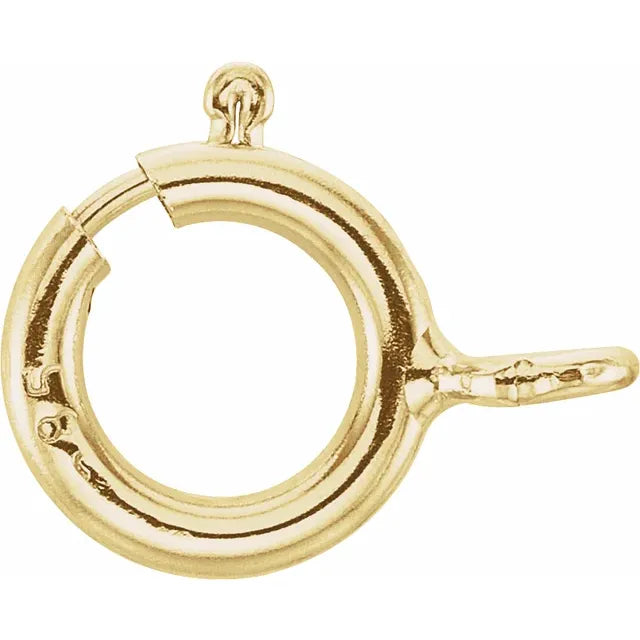 14K Yellow Gold 5.5 mm Seamless Spring Ring with Open Jump Ring