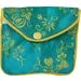 Multi-Colored Embroidered Satin Pouches with Zippers & Snap Closure Set of 2