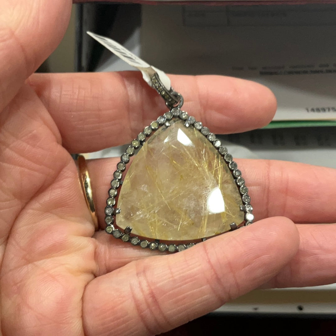 SS Green Rut DIA Pendant and chain