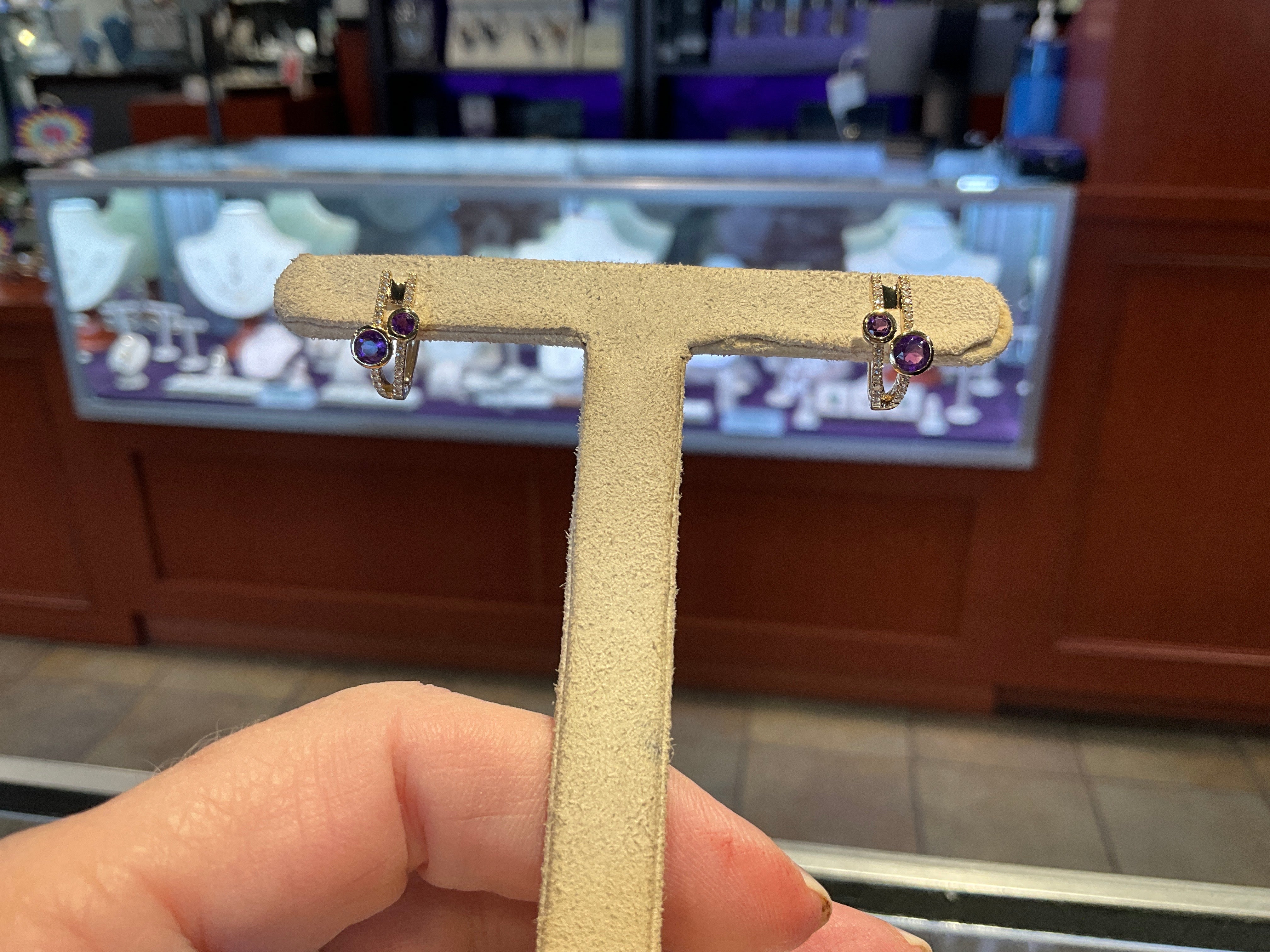 14KY Amethyst .42CT/Ameth .13CT DIAEarrings