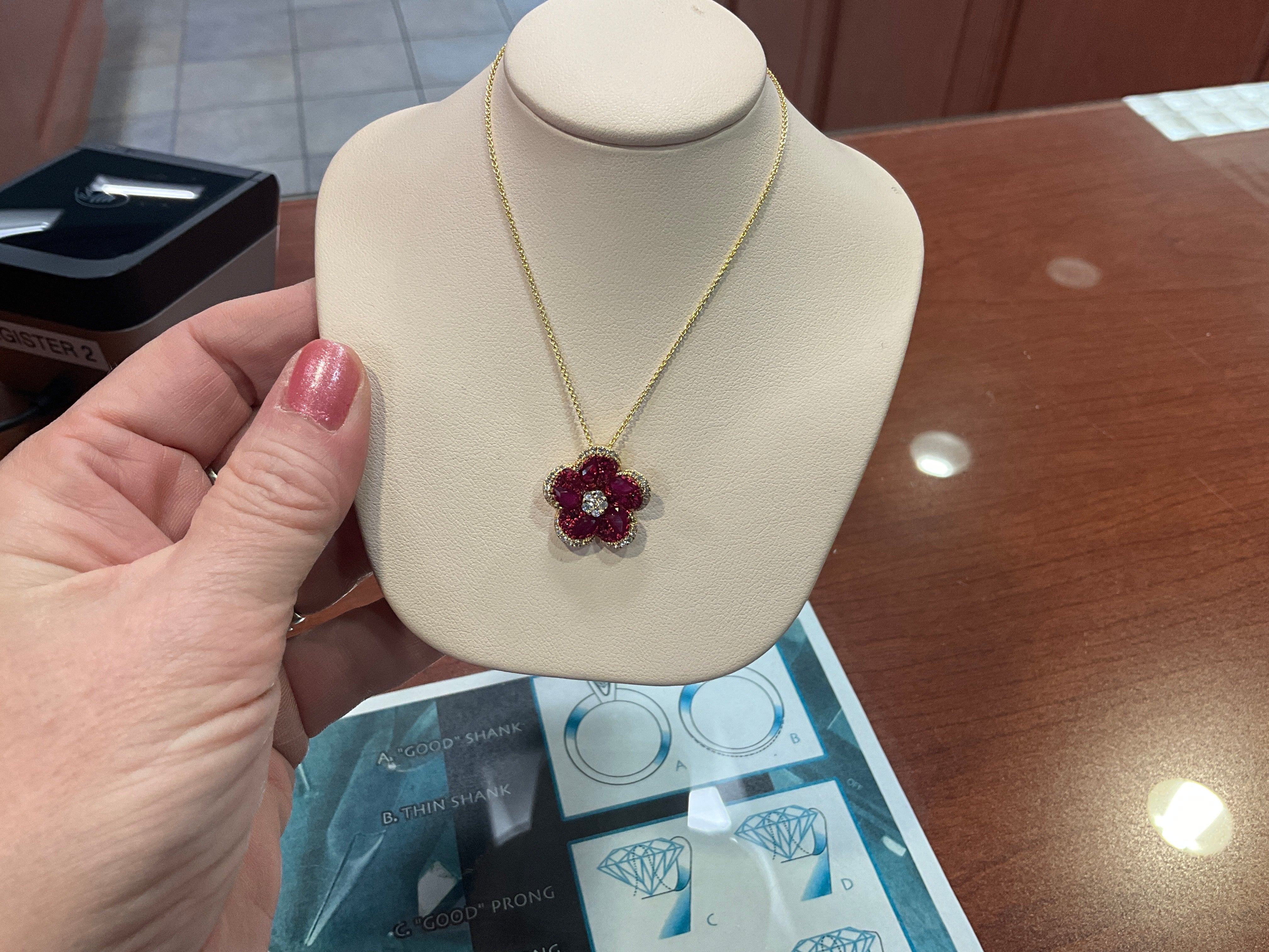 14ky .23 CT Dia/.45 CT Ruby/1.21 CT PSaph Pendant