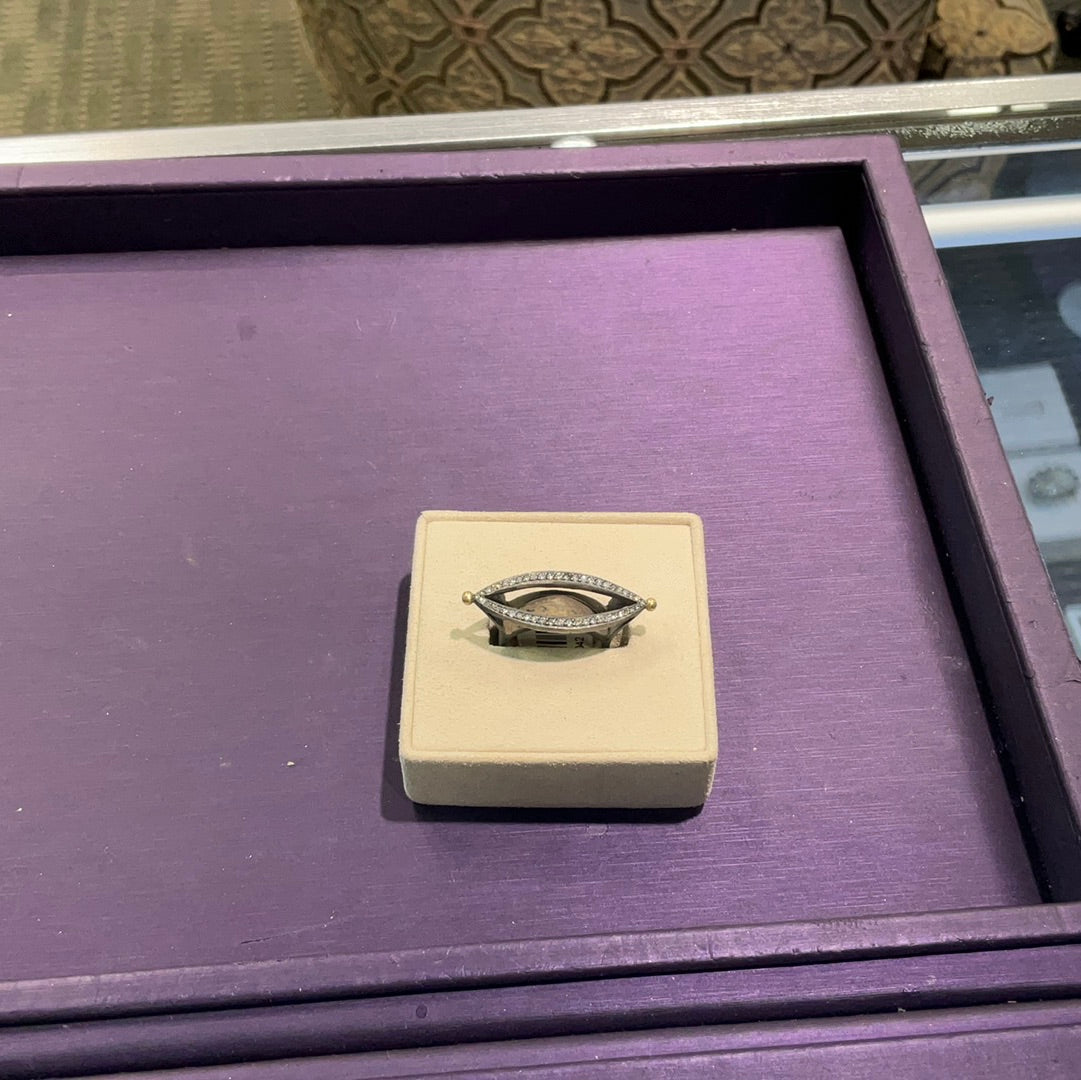 24k & SS Open MQ Ring w/Dia