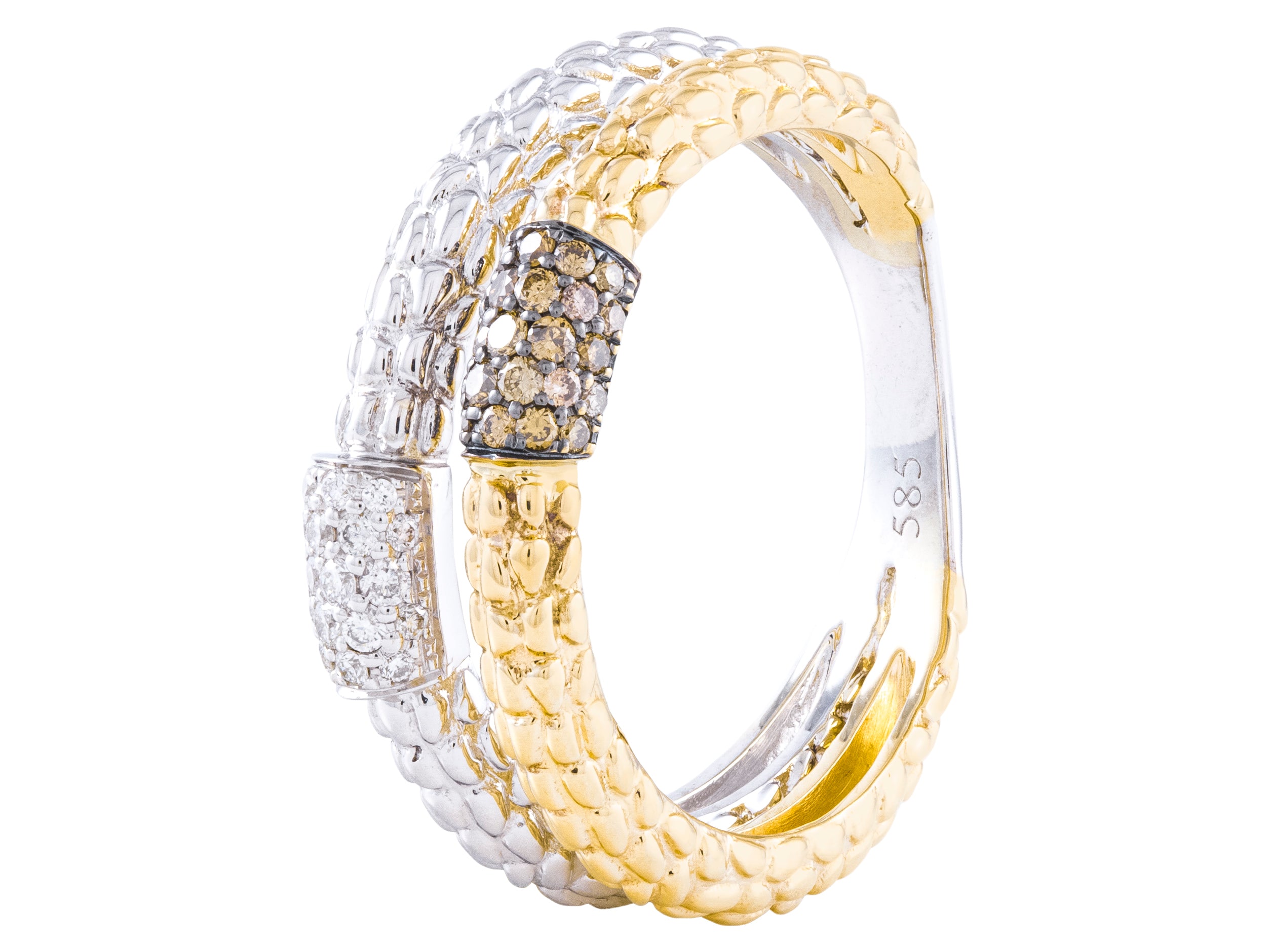 14KWY .12CT Dia/.05CT Brown Dia Ring