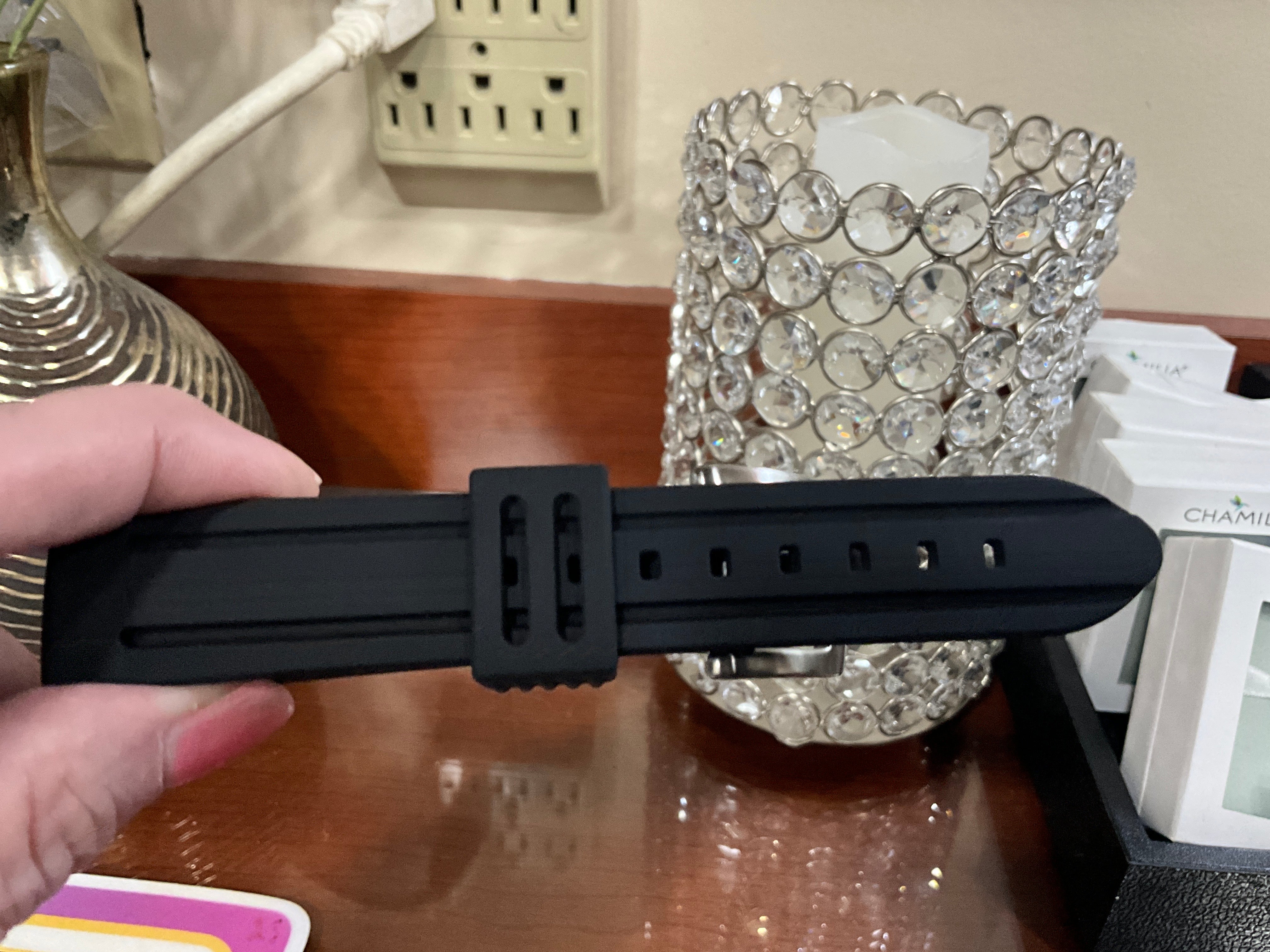 20MM Black Silicone Divers Band w/Heavy Buckle