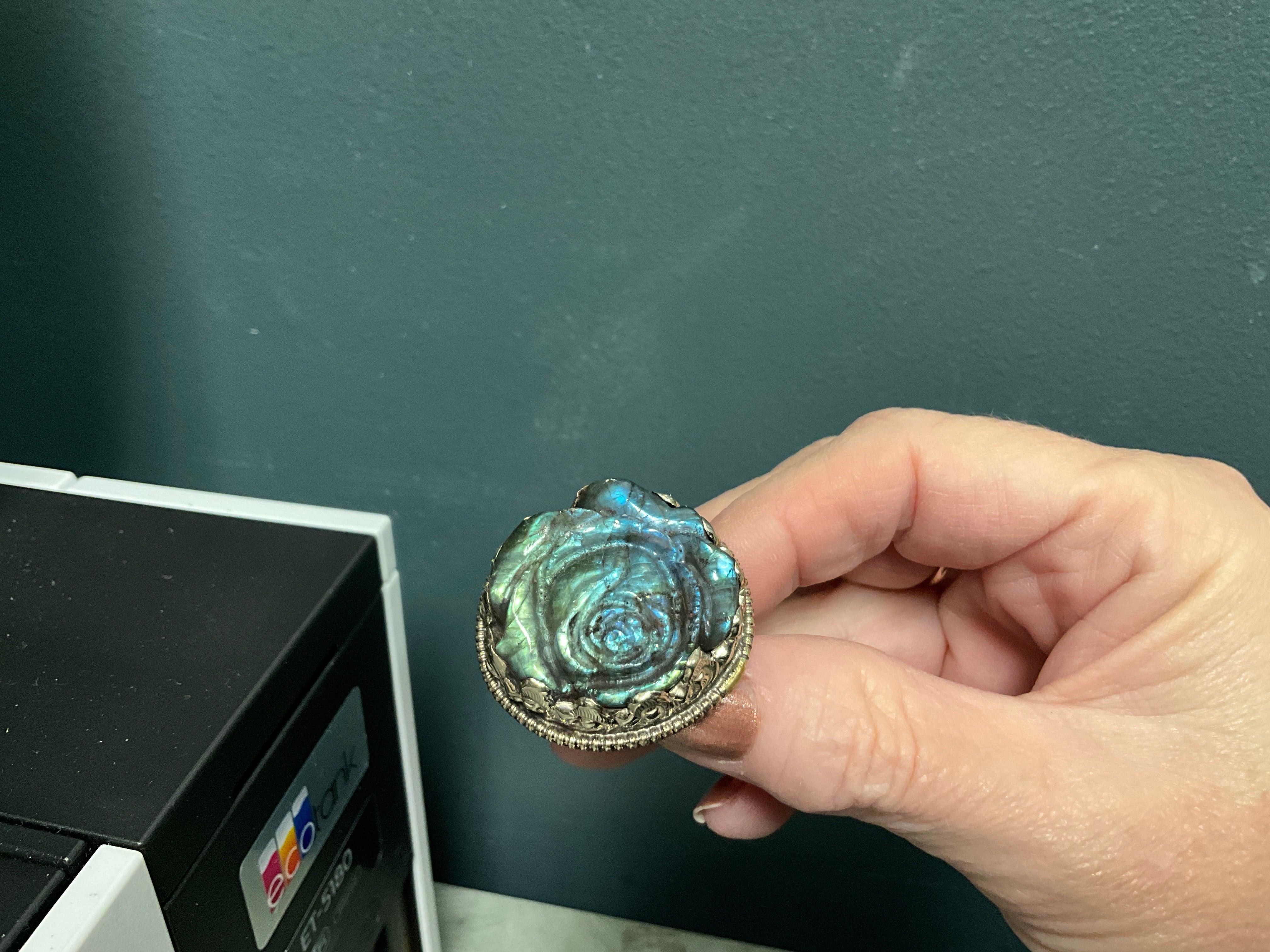 Labradorite Rose Ring