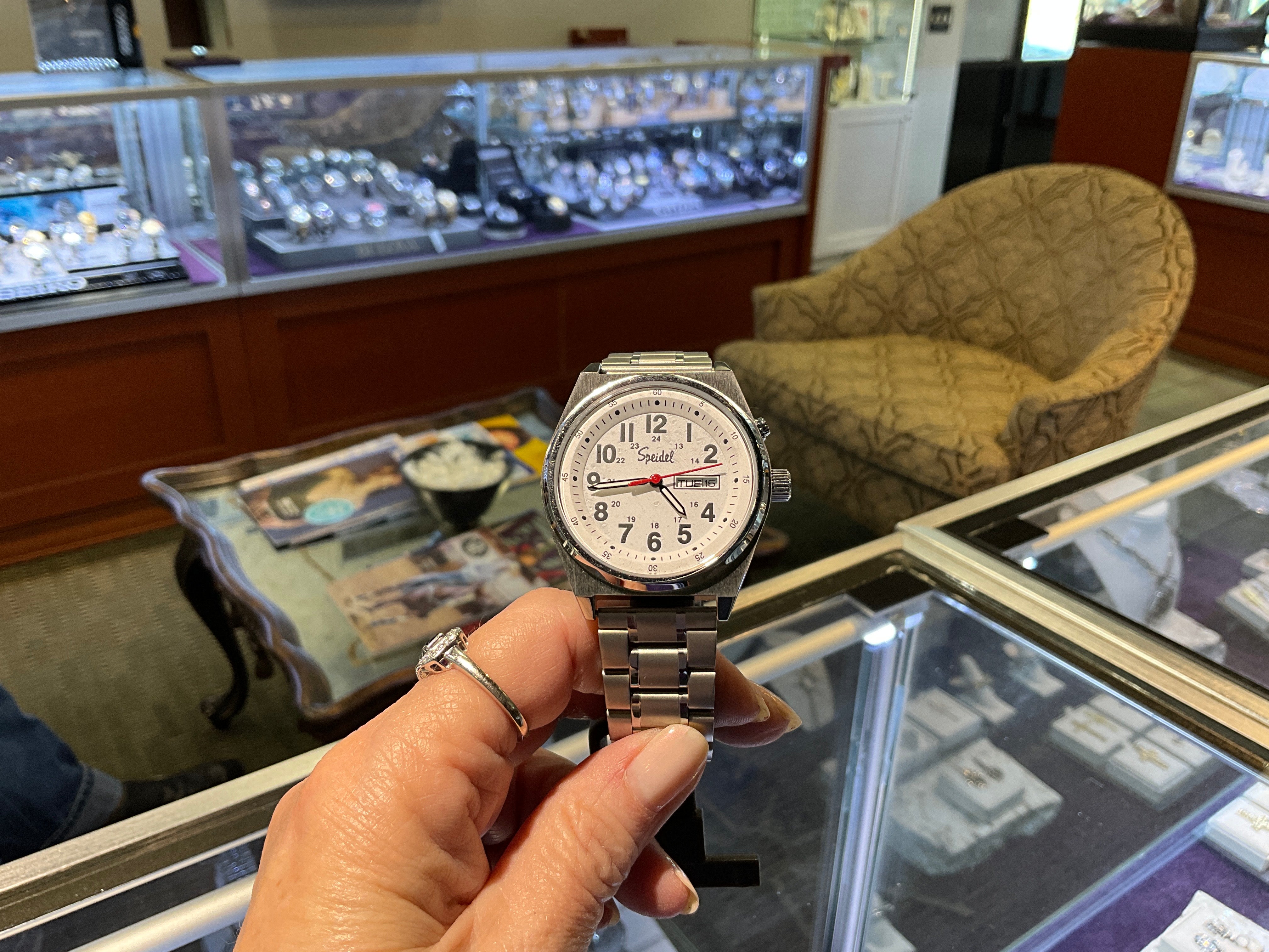 Mens SS Light Up Watch