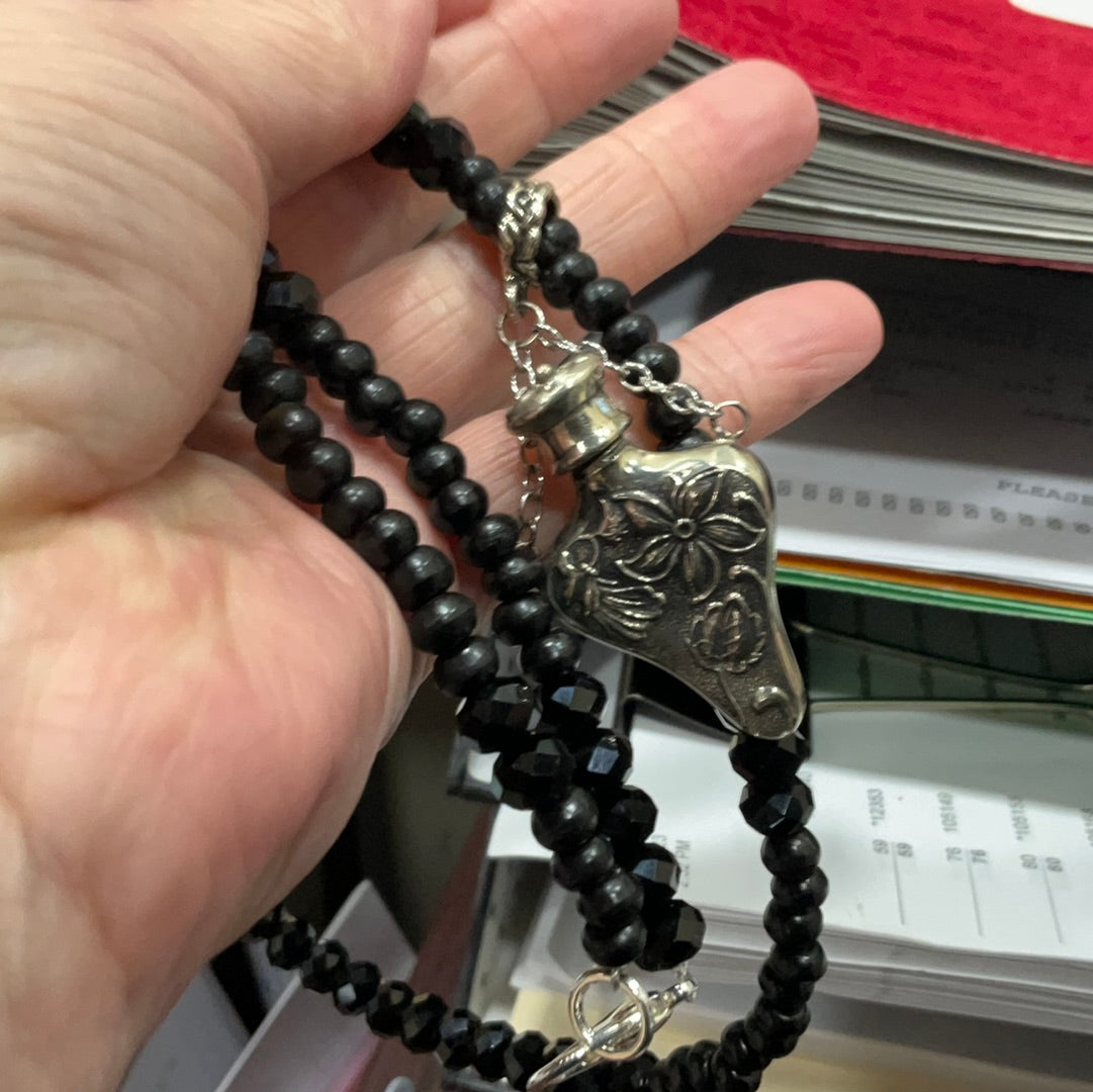 Black Necklace with Perfume Bottle