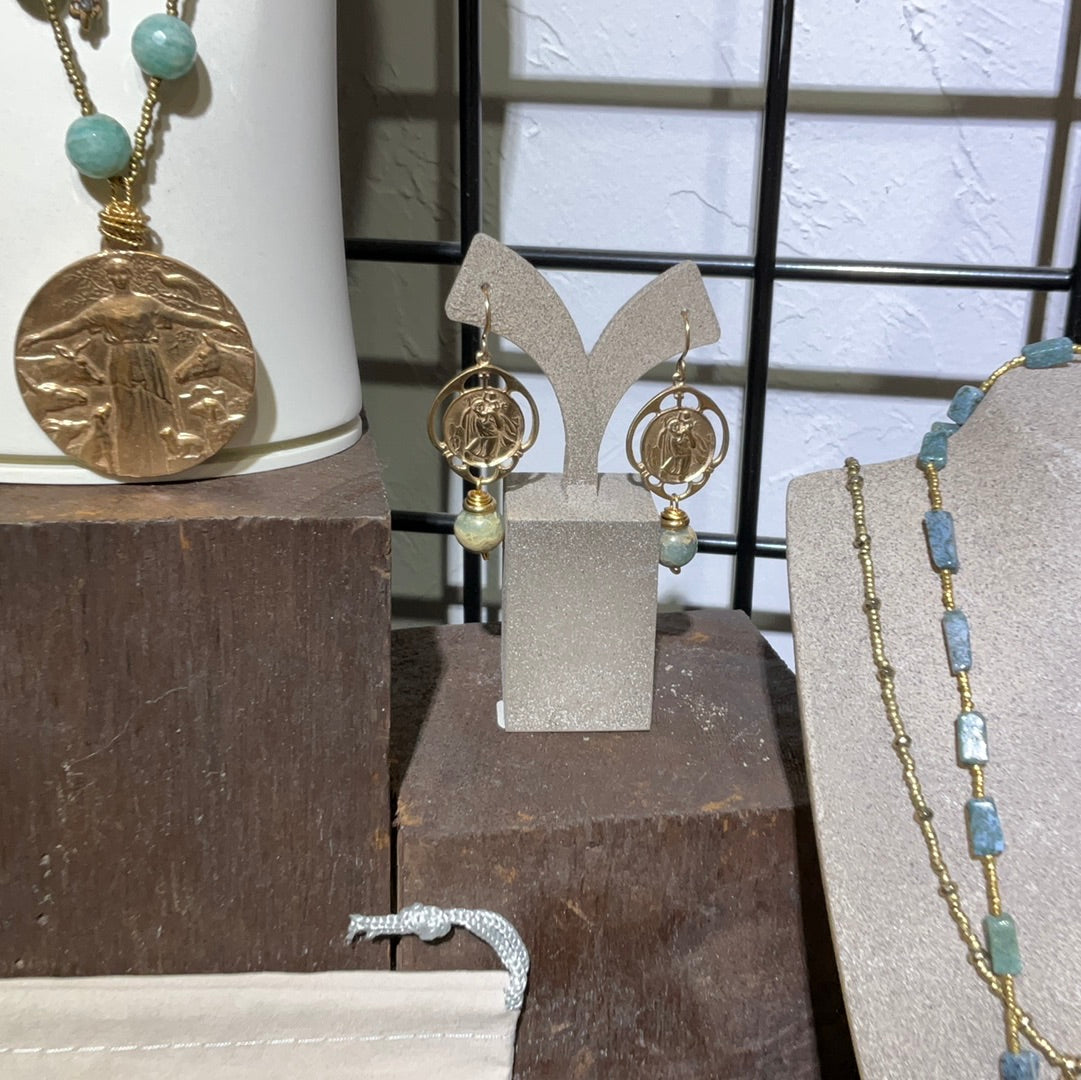 St Chris w/ Opal Earring