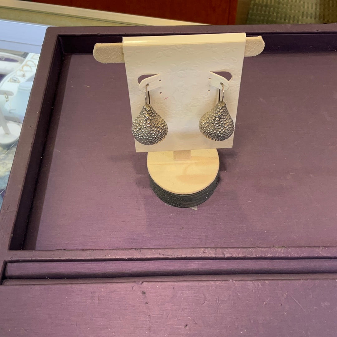 Earring SS Hammered Teardrop