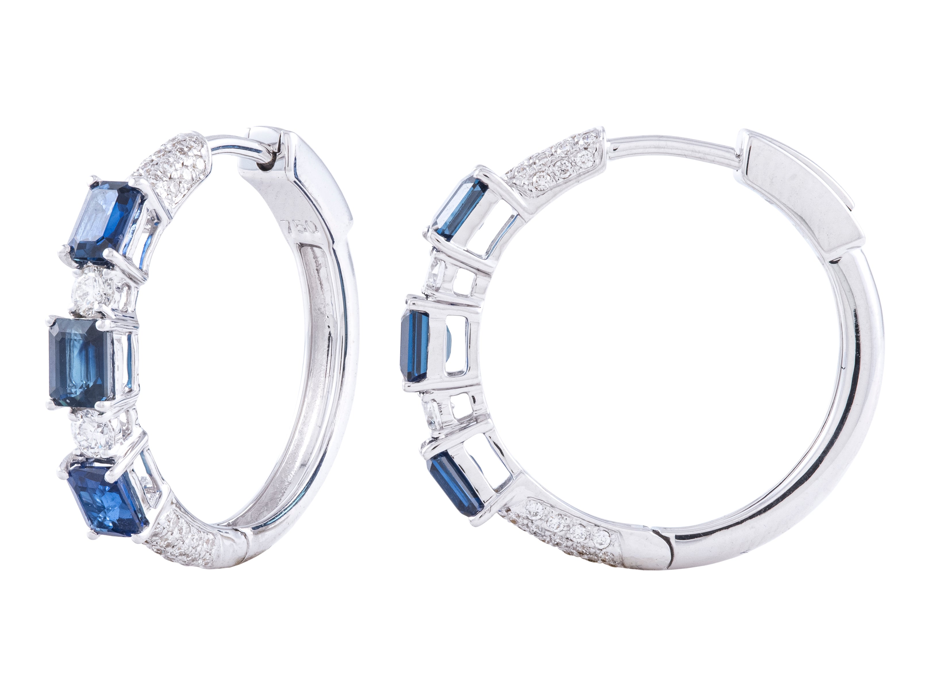 18KW 1.61CT Sapphires/.41CT DIA Earrings