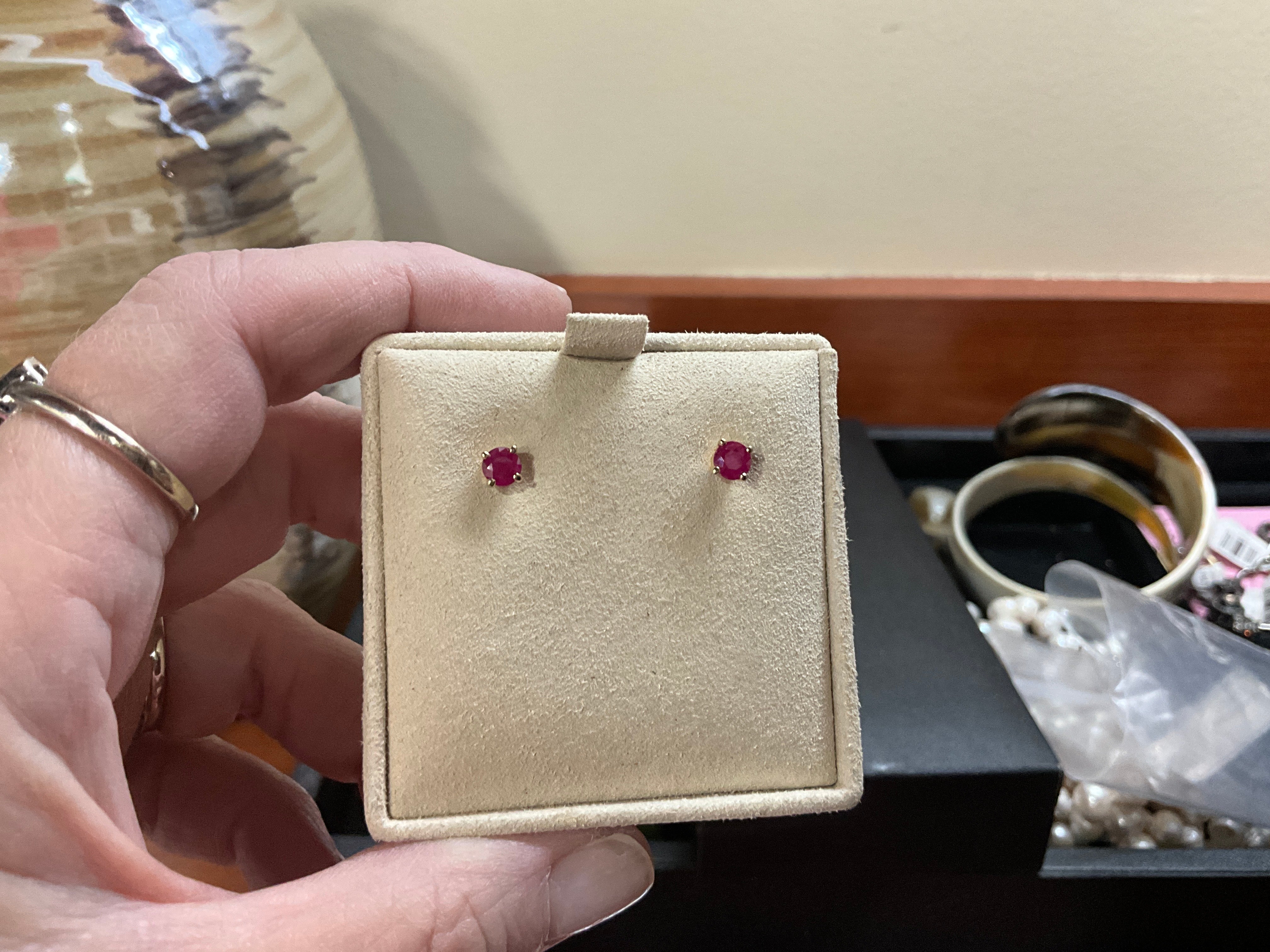 14KY 4MM Ruby Stud Earrings