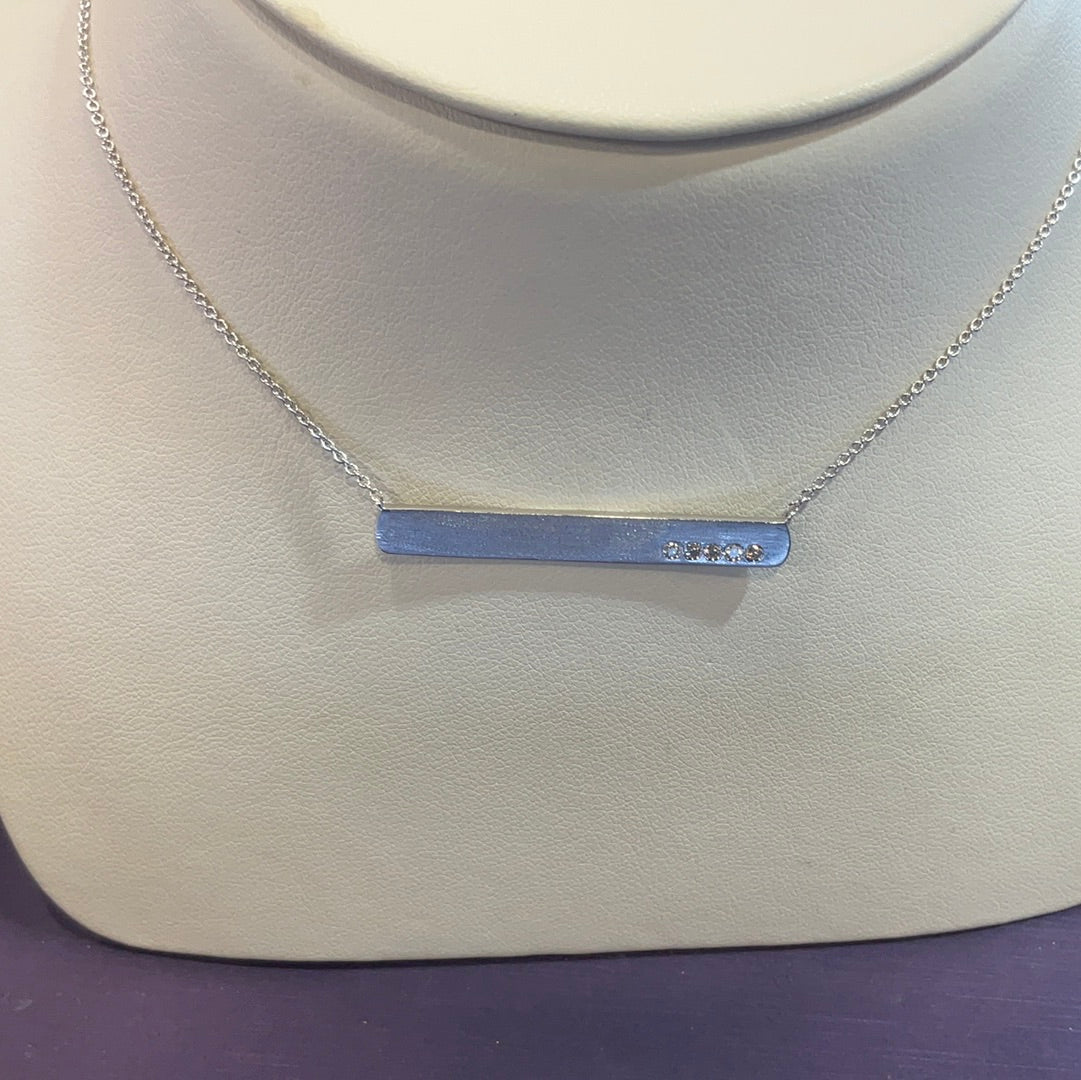 14KW Bar Necklace w/Diamonds