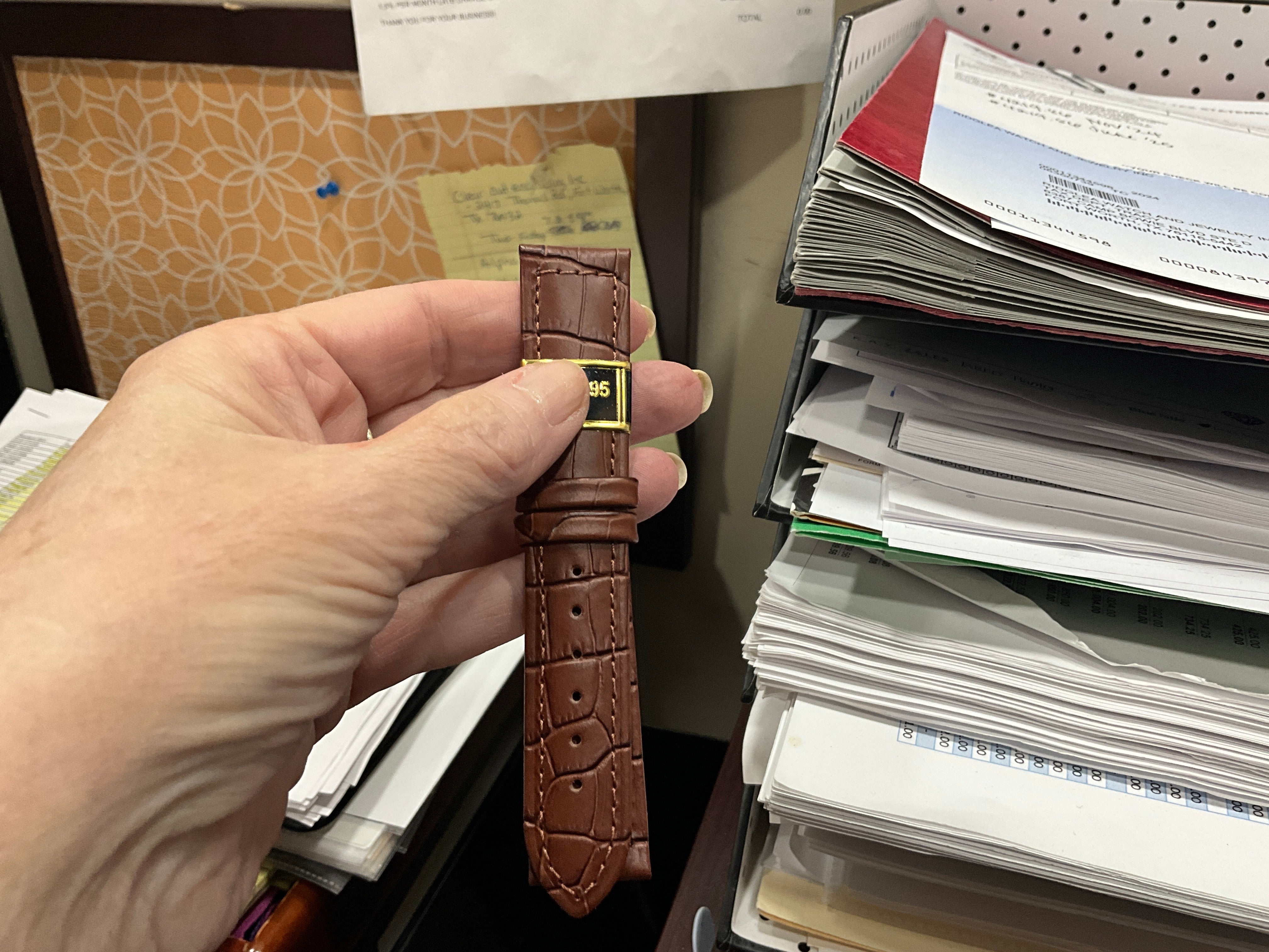 20MM Brown Stitched Alligator Grain