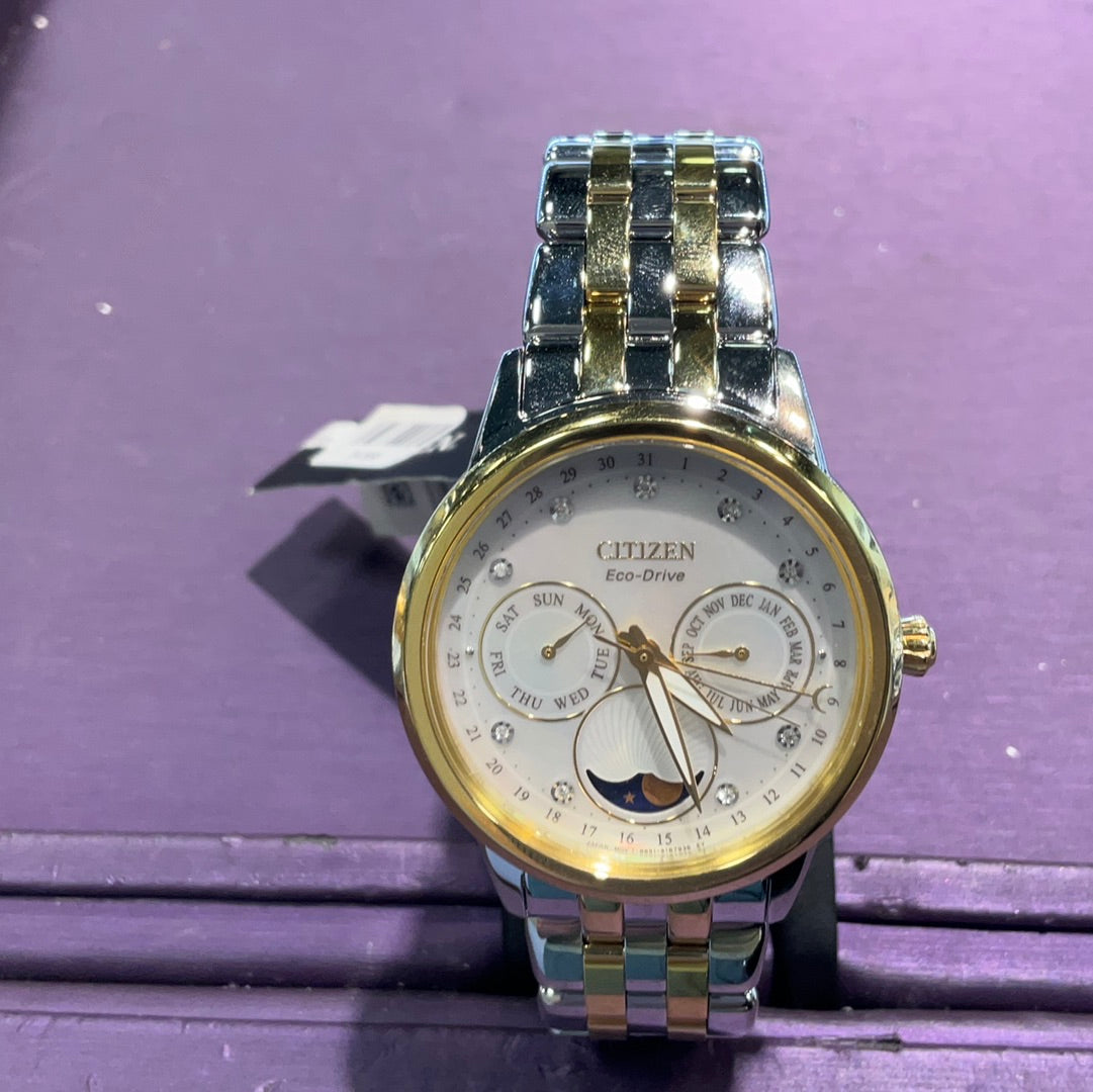 Ladies Eco Drive Calendar Moonphase - MOP Genuine Diamonds