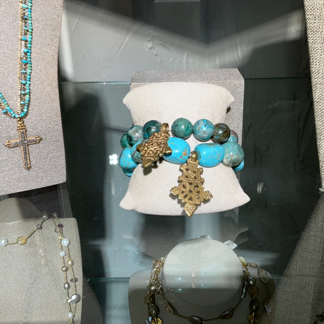Turq/Aqua Jasper bracelets w/br