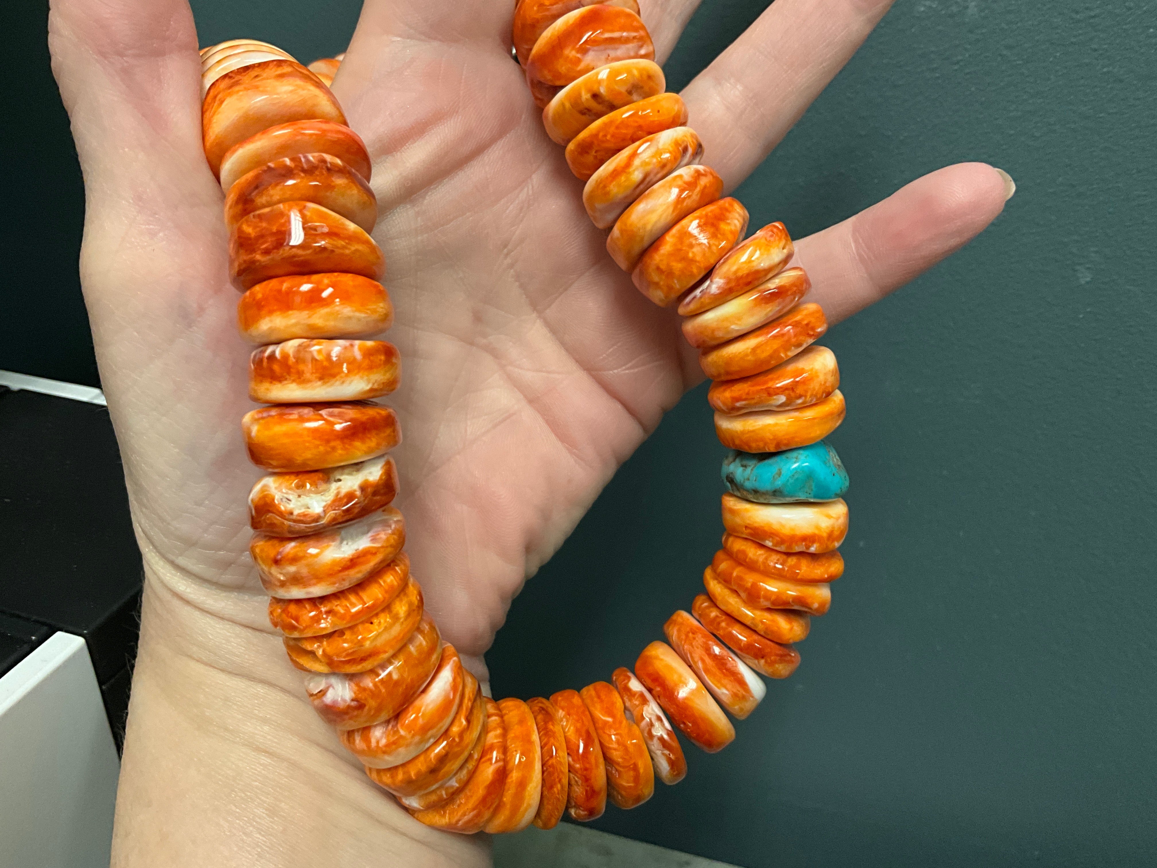 Spiney Oyster W/Turquoise Beads