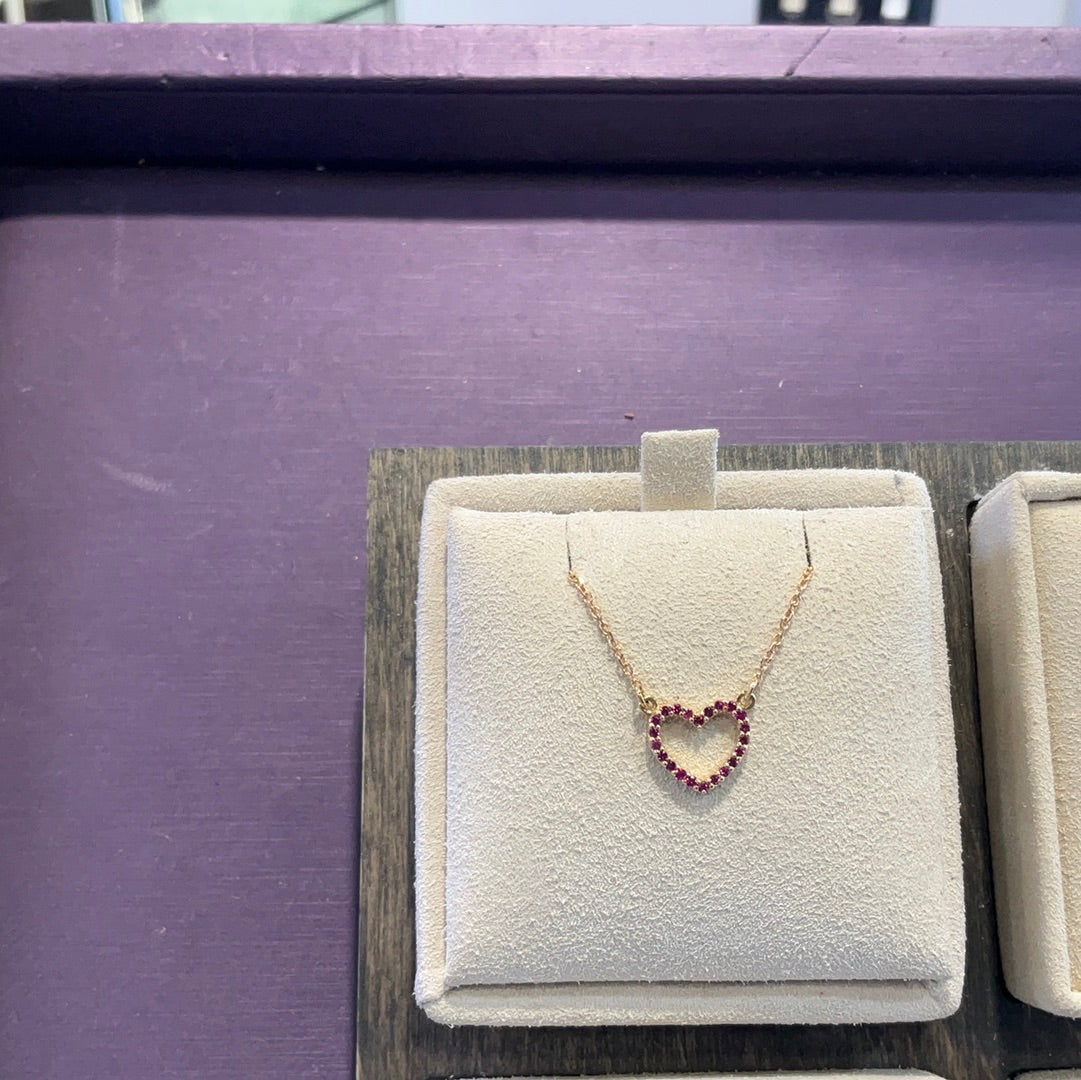 14kyg 16" Ruby Heart Necklace