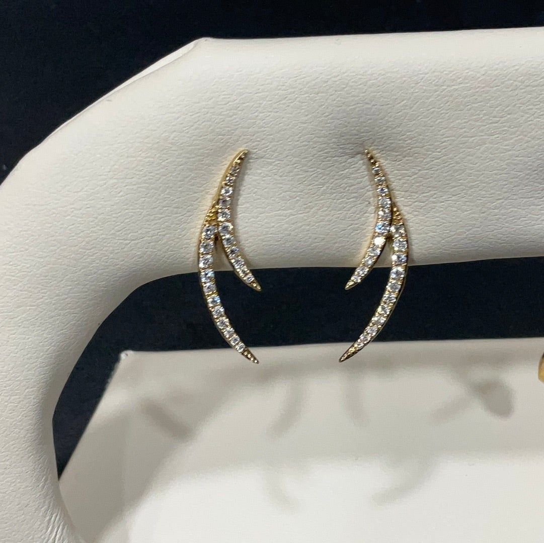 14ky .28 diamond antler earrings