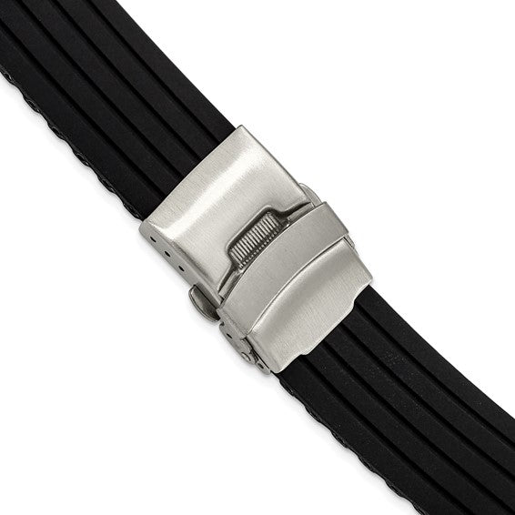 24MM Black Striped Silicone