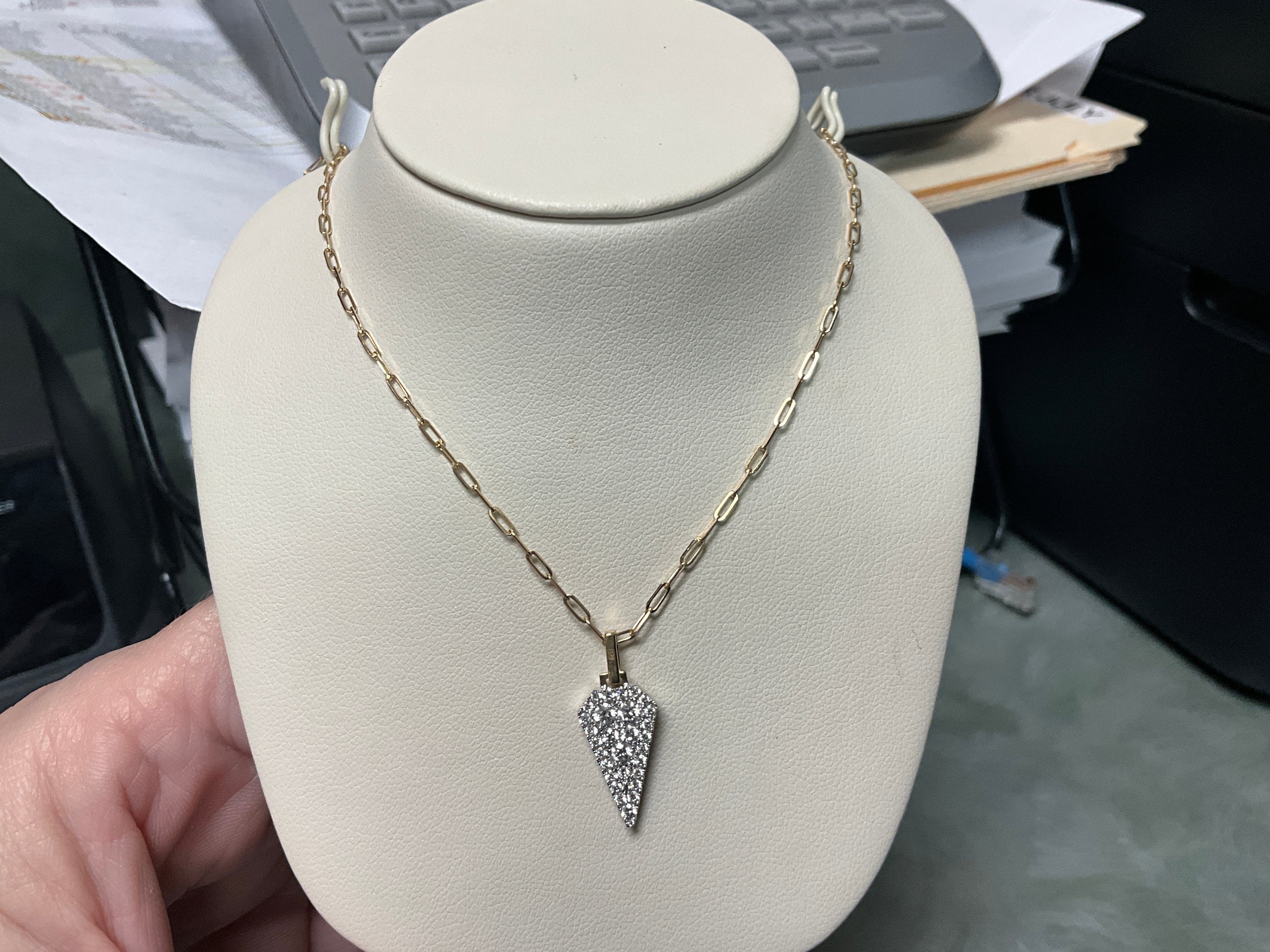 14KYW Diamond Arrow Pendant .29Ct/.23Ct