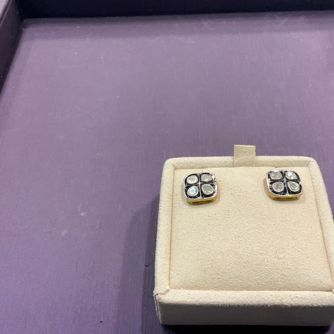 SS STUD POLKI DIAMOND .44CTW EARRINGS