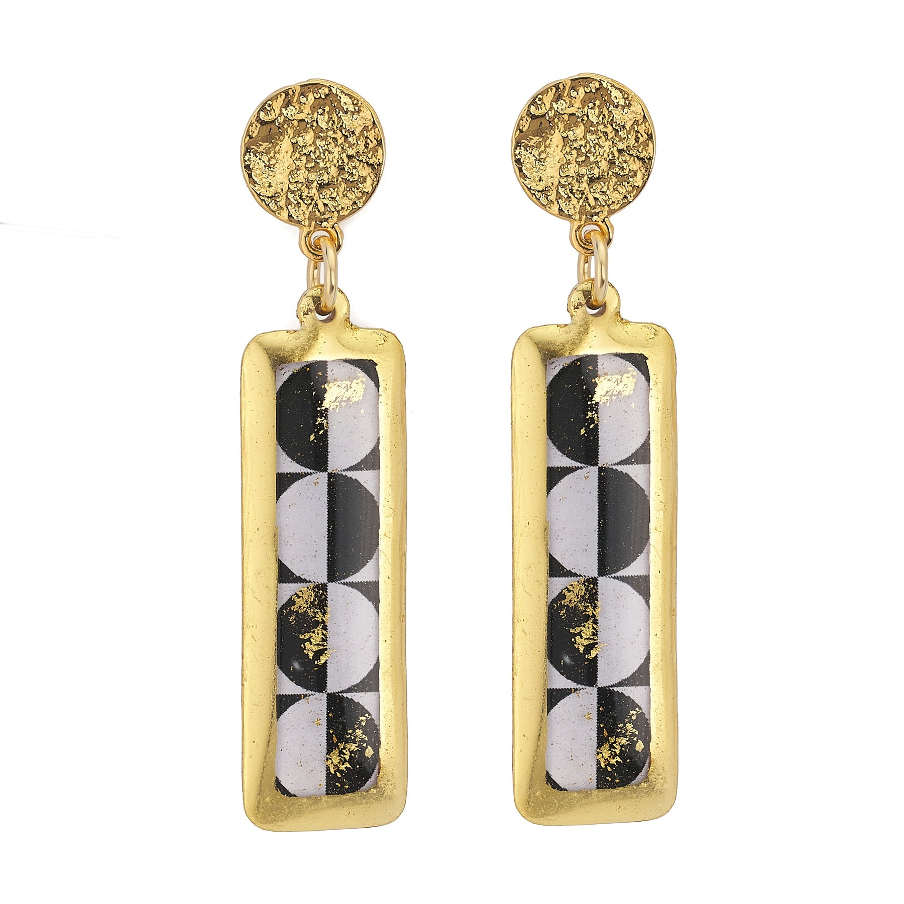 Circle Square Medium Column Earrings