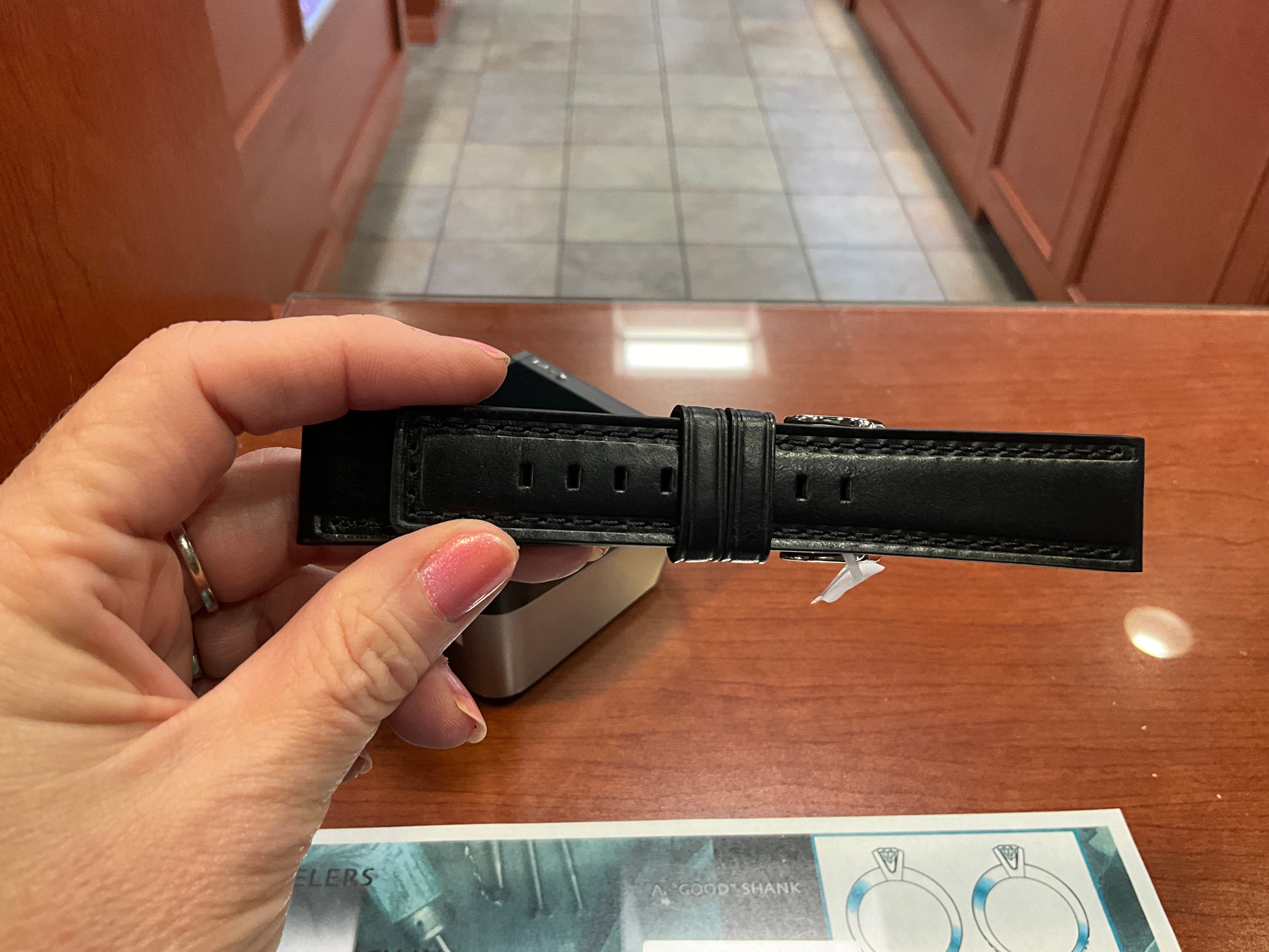 22MM Black Leather Band