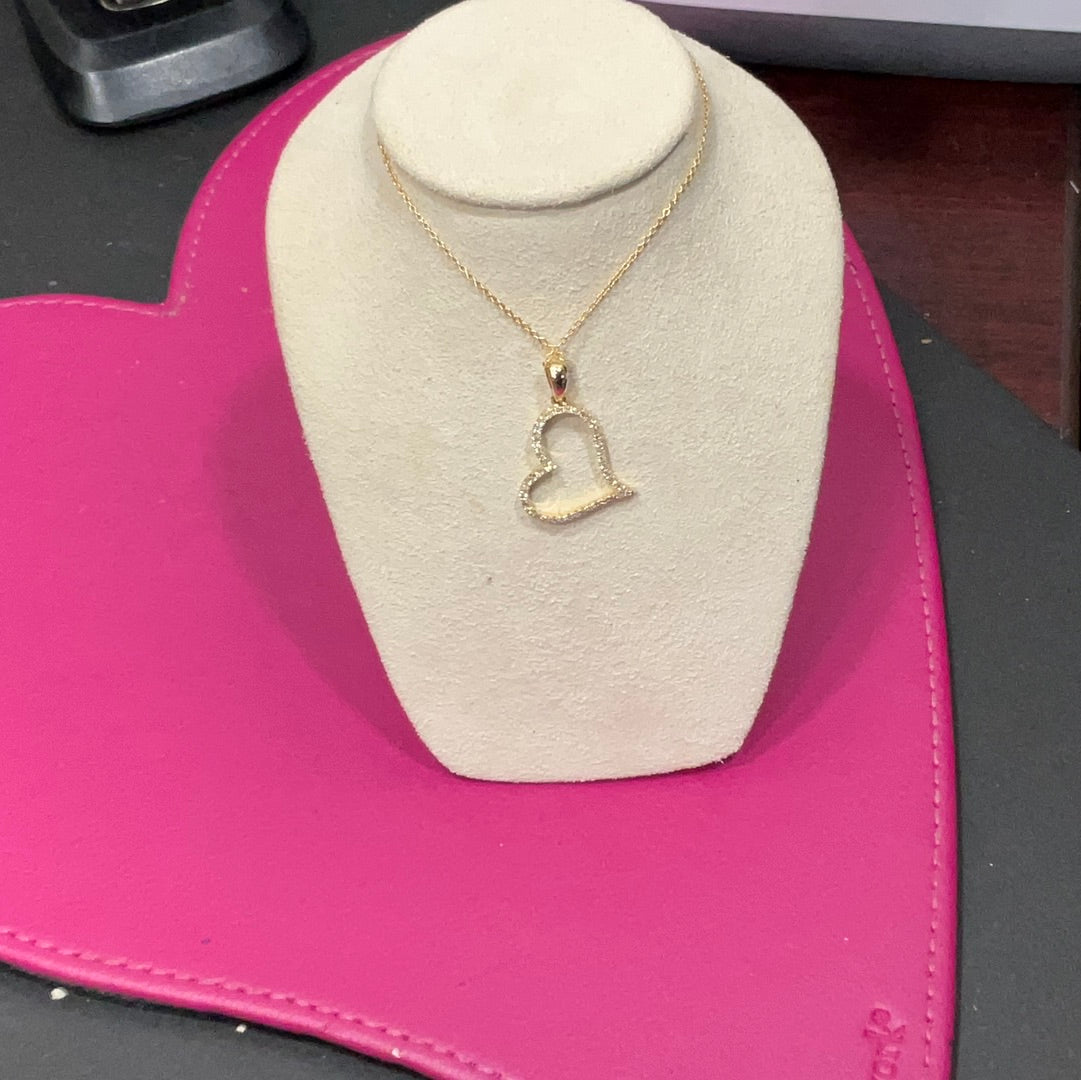 14KWY Heart Necklace W/.14TW Diamonds - Sharon Wilson