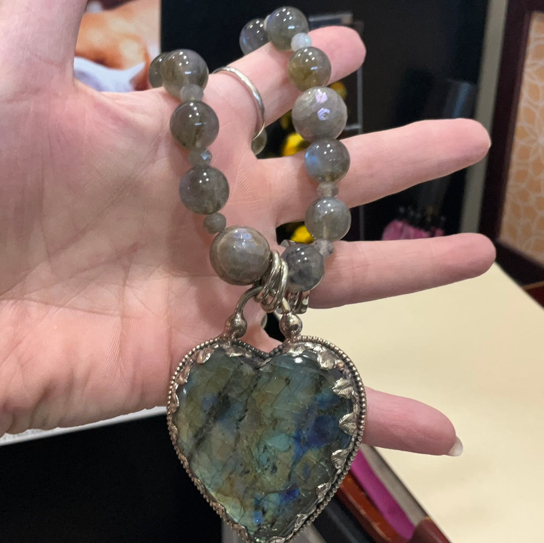 Labradorite w/Lab Heart Necklace