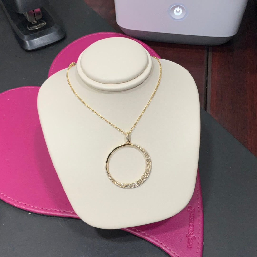 14KY Cresent Moon Pendant .41 Diamonds w/Chain