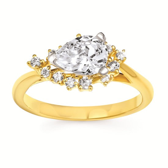 Engagement Ring Forever Elegant® 1/5 Ctw. Diamond Semi Mount shown with 1 Ct. Pear Center Diamond in 14K Gold