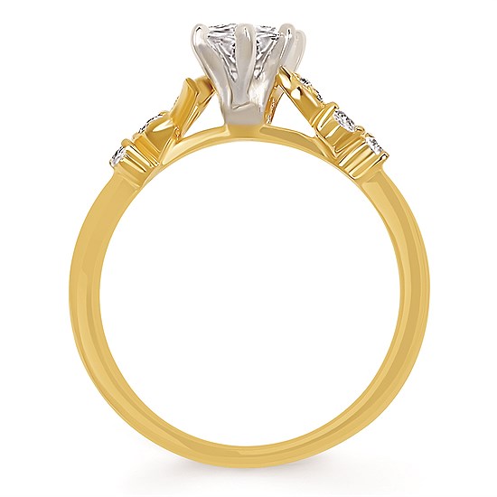 Engagement Ring Forever Elegant® 1/10 Ctw. Diamond Semi Mount shown with 1 Ct. Marquise Center Diamond in 14K Gold