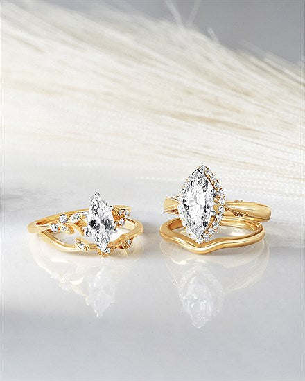 Engagement Ring Forever Elegant® 1/10 Ctw. Diamond Semi Mount shown with 1 Ct. Marquise Center Diamond in 14K Gold