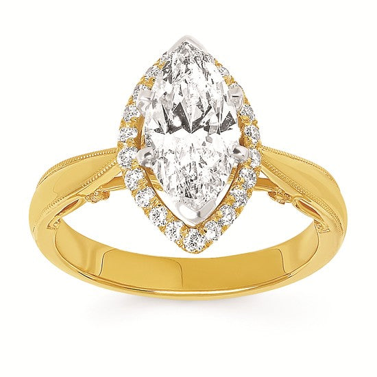 14KY Ladies Bridal Engagement .27CT Semi/1.5CT Marquise