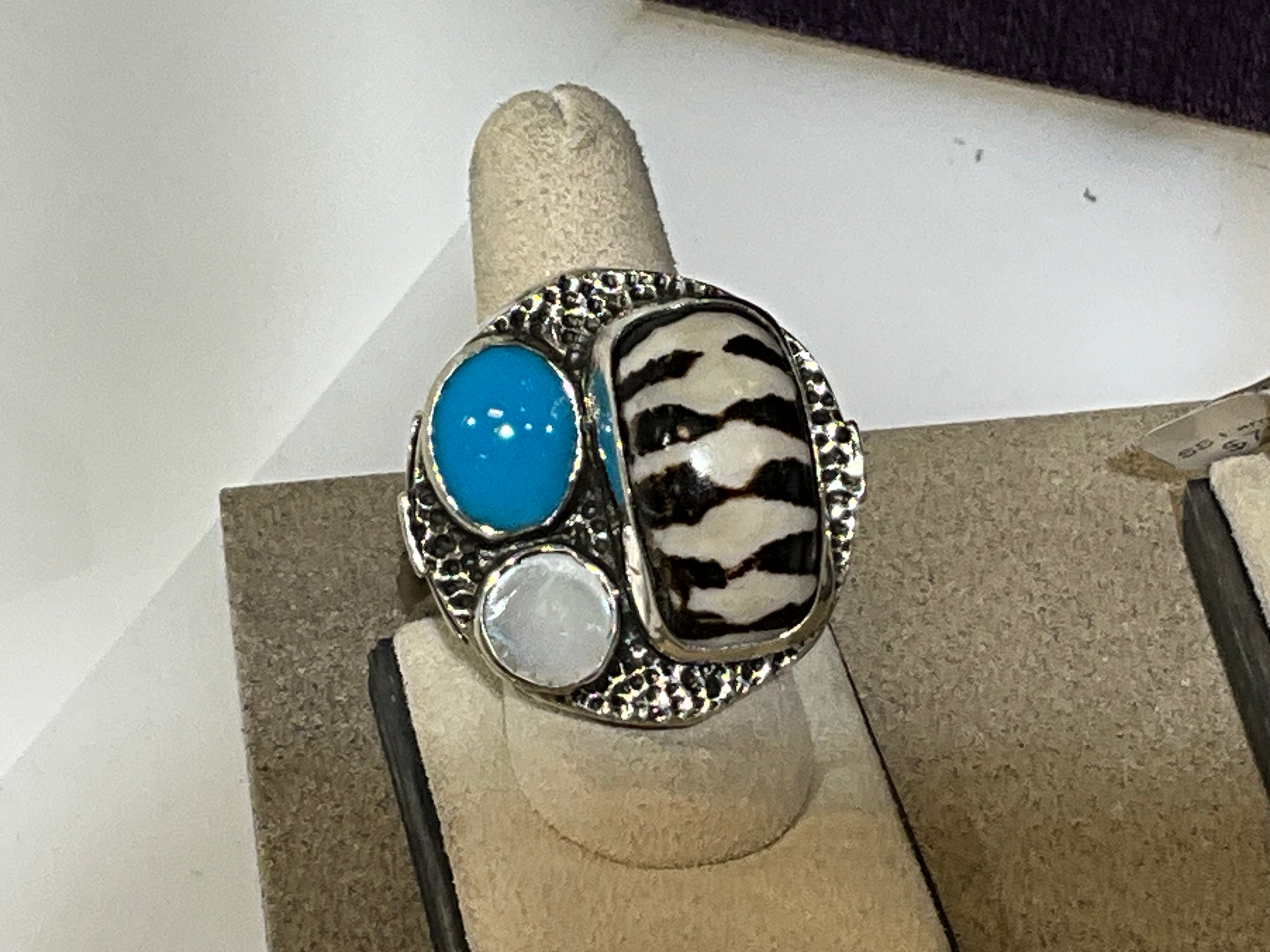 SSTurq/AfricanJasper/Pearl Ring